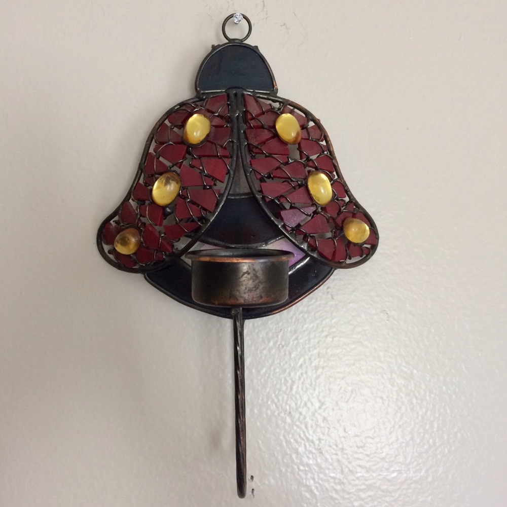 Lady Bug Glass Tealight Holder